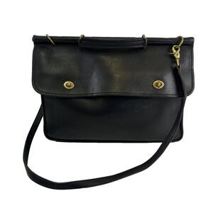 Laura USA Leather Messenger Bag Flap Double Turn Locks Satchel Vintage Briefcase